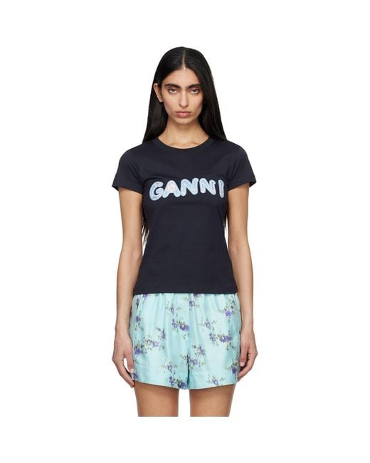 Ganni Black Baby Fit T-Shirt