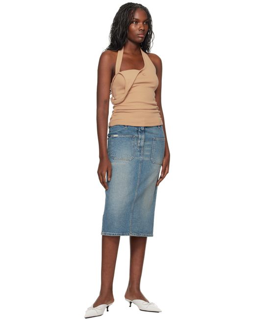 Courreges Blue Asymmetric Rib 90's Tank Top