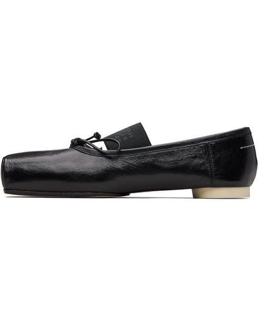 MM6 by Maison Margiela Black Numeric Square-Toe Ballerina Flats