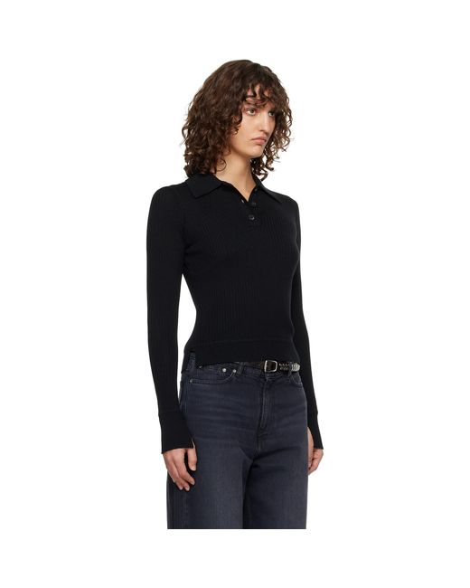 mfpen Black Partial Placket Polo