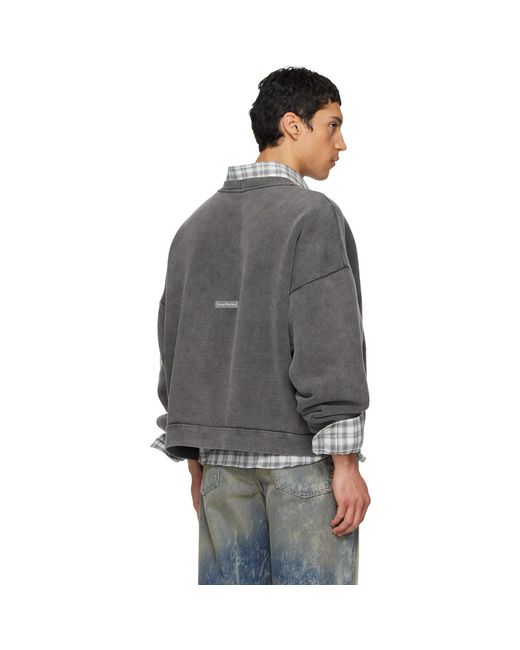 Acne Gray Sweater Logo Patch Sweatshirt for men