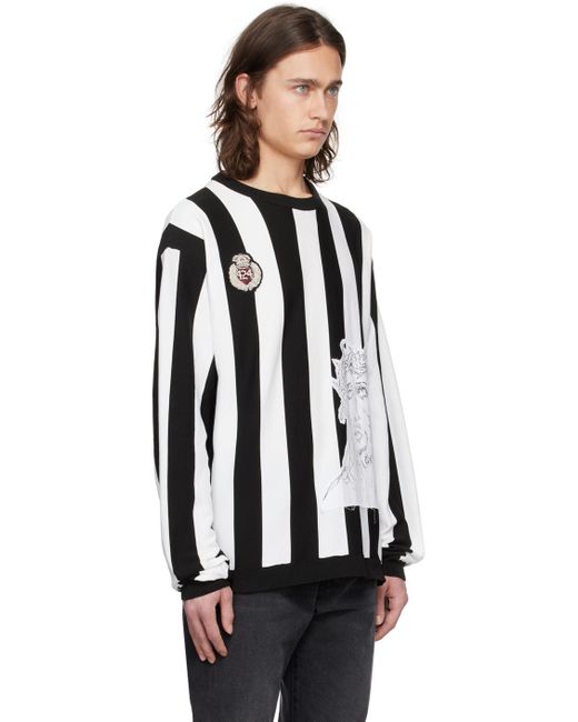 424 Black Striped Sweater for men
