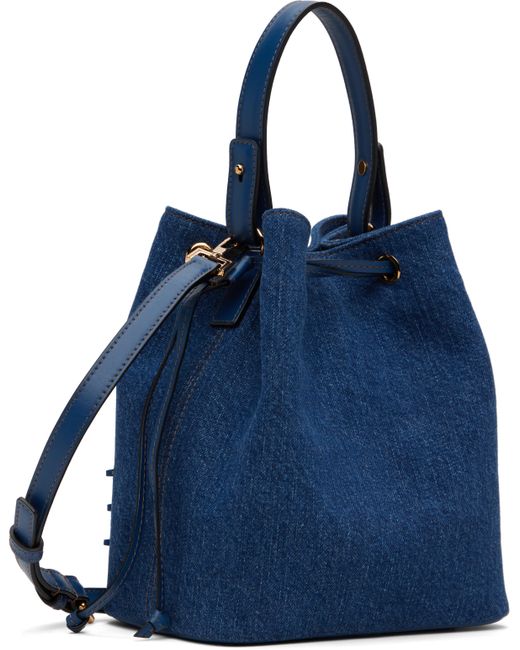 Versace ネイビー 'La Medusa' デニム バケットバッグ Blue
