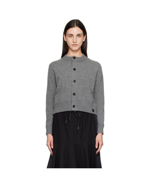 Sacai Gray Wool Knit Cardigan