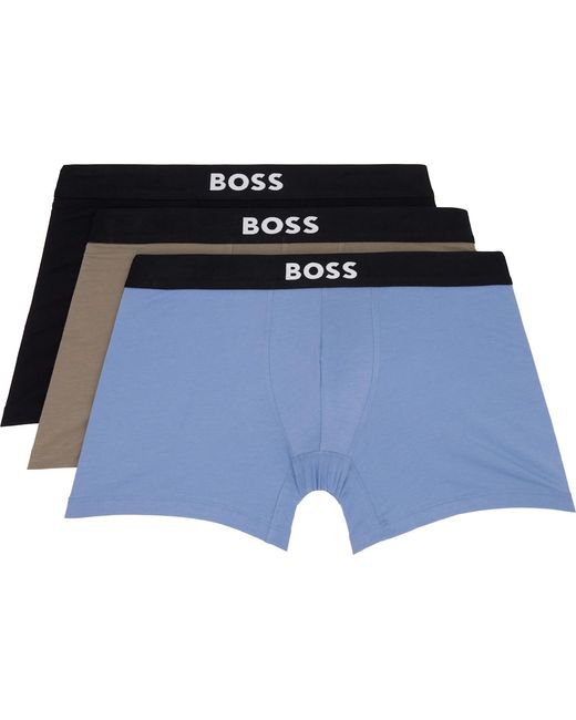 Boss Blue Three-Pack Stretch Cotton Boxer Briefs for men