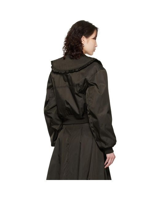 Ganni Black Duchesse Nylon Bomber Jacket