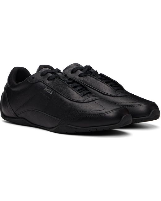 Boss Black Logo Detail Leather Sneakers for men
