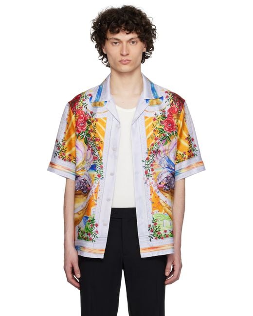 メンズ Casablanca マルチカラー 'La Tornade De Rose' シルク 半袖シャツ Multicolor