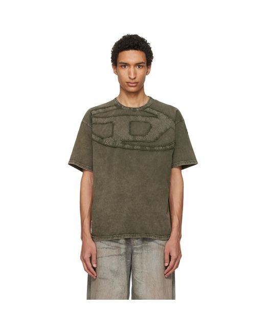 DIESEL Green Relaxed Cotton Oval D Applique T-Shirt for men