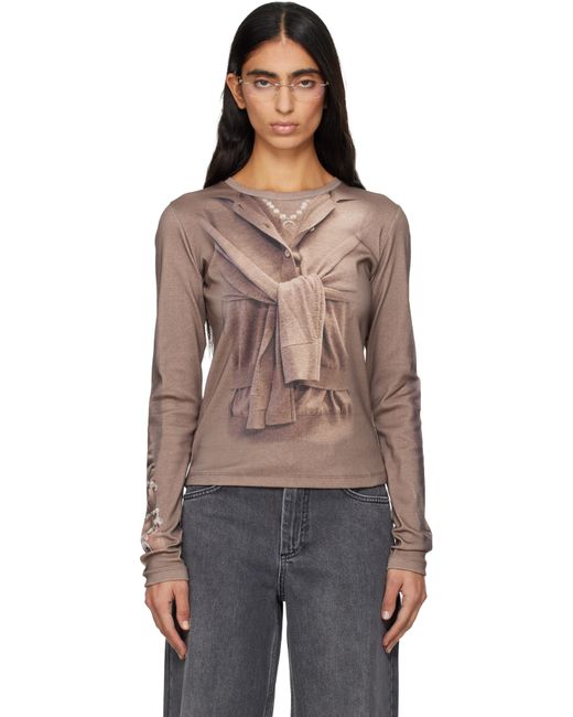 T-Shirt À Manches Longues En Jersey À Effet Trompe L'Œil MARINE SERRE en coloris Black