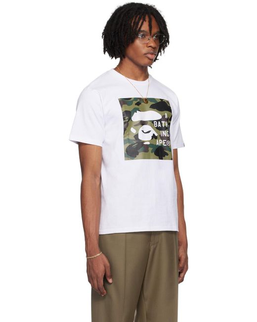 T-shirt blanc à image à logo à motif 1st camo A Bathing Ape pour homme en coloris White