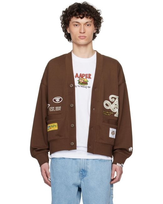 Cardigan Brun À Logos Aape By A Bathing Ape pour homme en coloris Brown