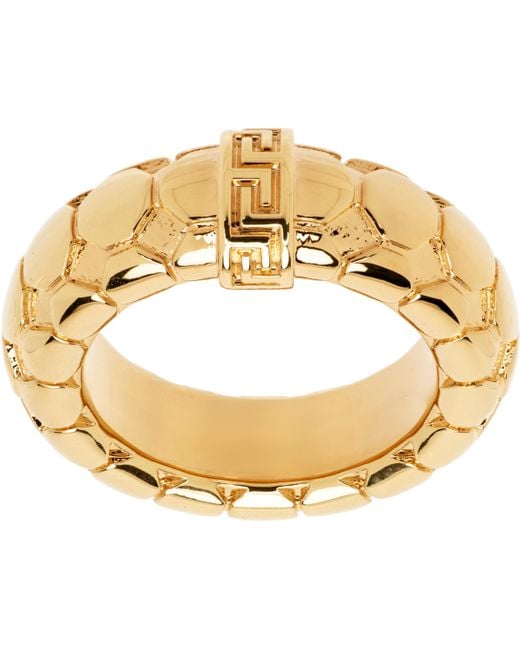 Bague À Motif Greca Et À Motif De Peau De Serpent Versace en coloris Metallic