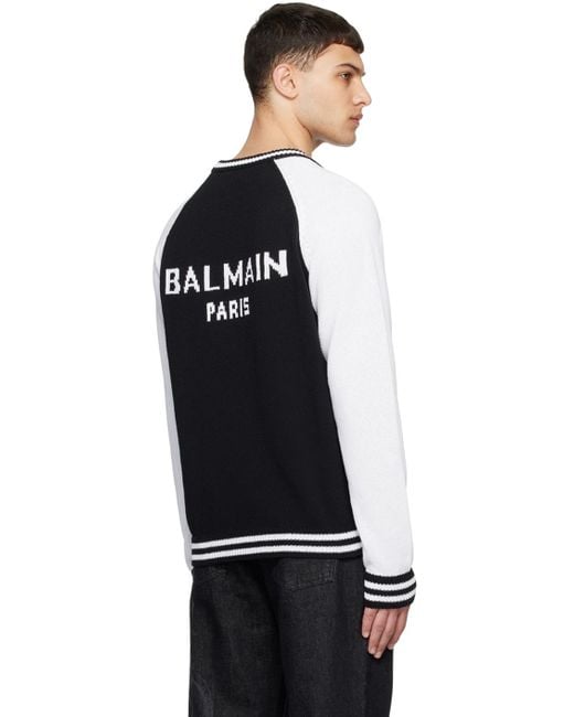 メンズ Balmain &ホワイト Pb Signature セーター Black