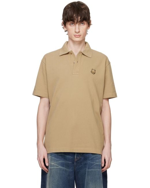 Maison Kitsuné Blue Khaki Bold Fox Head Patch Comfort Polo for men