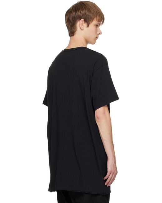 Yohji Yamamoto Black Single Jersey Slit Round Neck T-Shirt for men