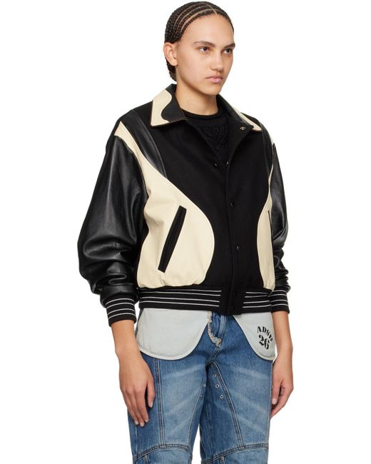 ANDERSSON BELL Black Off- Robyn Leather Bomber Jacket