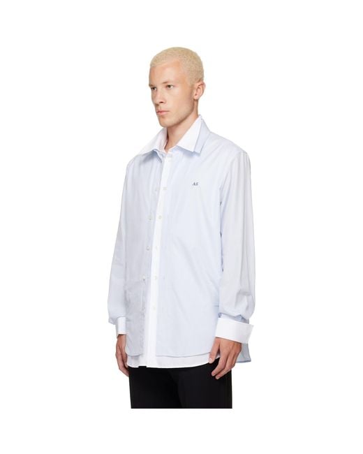 Acne White Layered Poplin Button-Up Shirt for men