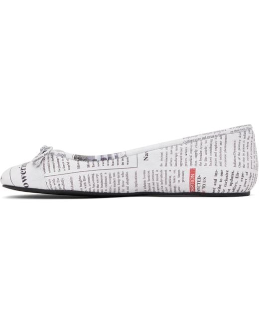 Abra マルチカラー Newspaper バレエシューズ Black