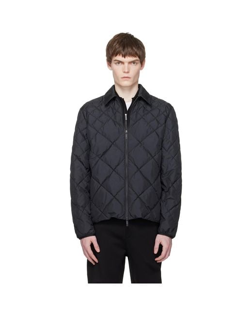Moncler Black Atria Diamond-Quilted Shirt Down Jacket for men