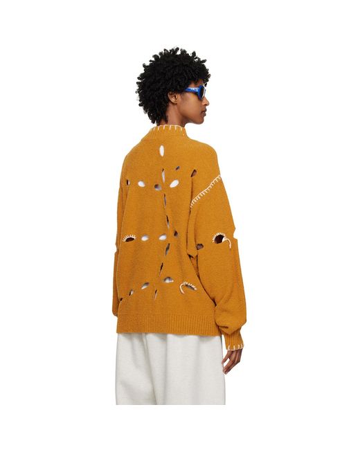 Pull Jaune À Perforations Adererror en coloris Orange