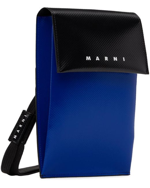 Marni Black & Blue Logo Phone Holder for men