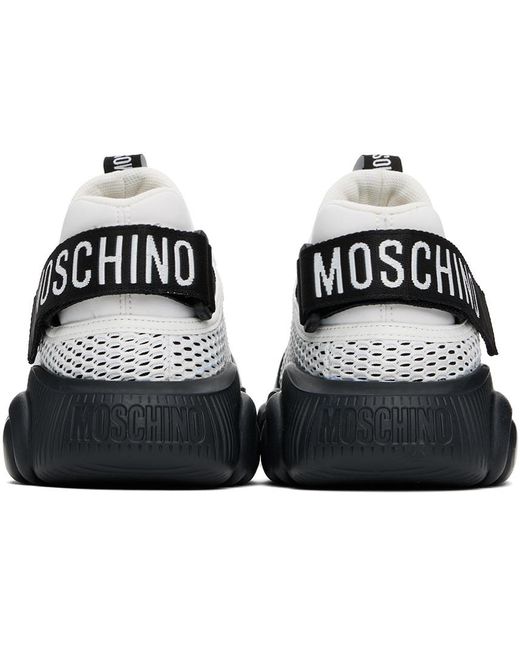 Baskets blanc et gris à semelle en forme d'ourson et à bride à logo Moschino pour homme en coloris Black