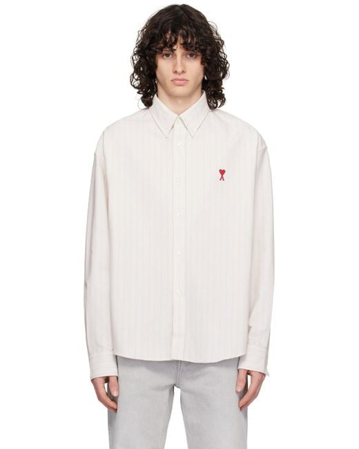 AMI White Off- Embroidered Shirt for men