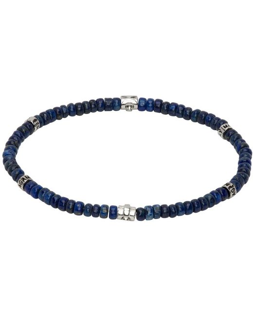 Ferragamo Black Navy Lapis Lazuli Bracelet for men