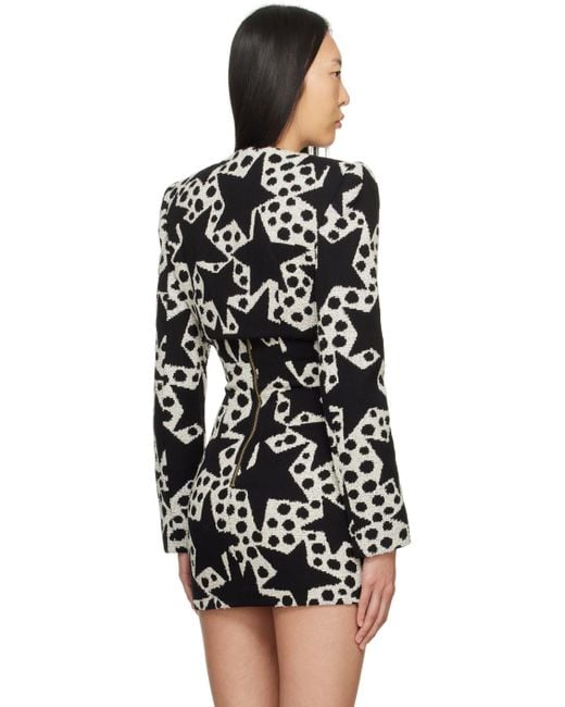 Area Black & Off-white Crystal Medallion Blazer