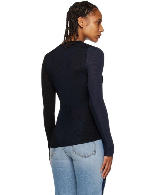 Victoria Beckham Black & Navy Spiral Long Sleeve T-shirt