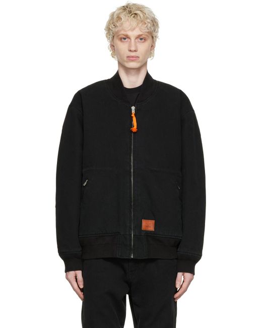 Acne Men's Black Organic Cotton Bomber Jacket - Casual Jackets