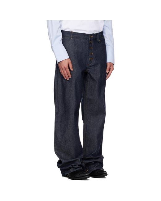 Egonlab Blue Contrasted Hem Jeans for men