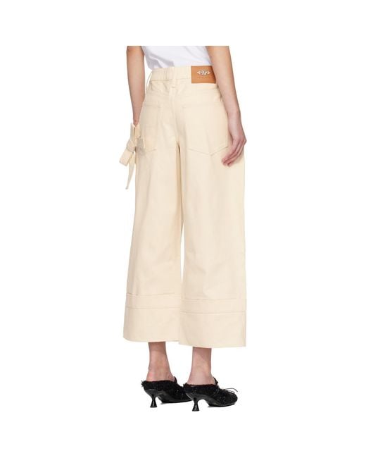 Simone Rocha Natural Off- Straight Leg Bow Loop Jeans