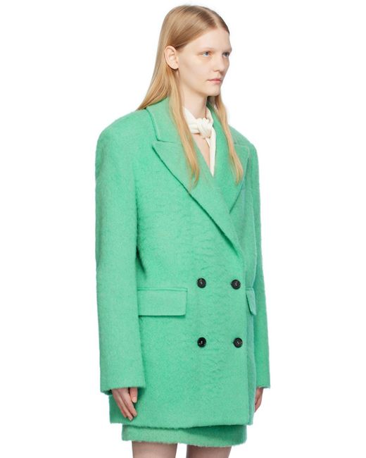 MSGM Green Double-breasted Coat
