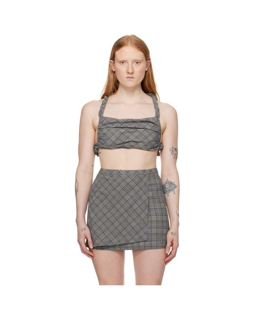 Ganni Black Gray Check Camisole