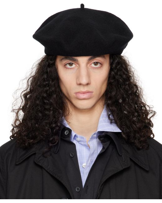 メンズ Maison Margiela ブラック ウールフェルト ベレー帽 Black
