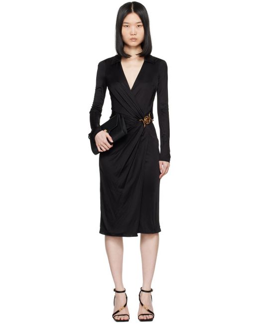 Versace Black Midi Wrap Dress