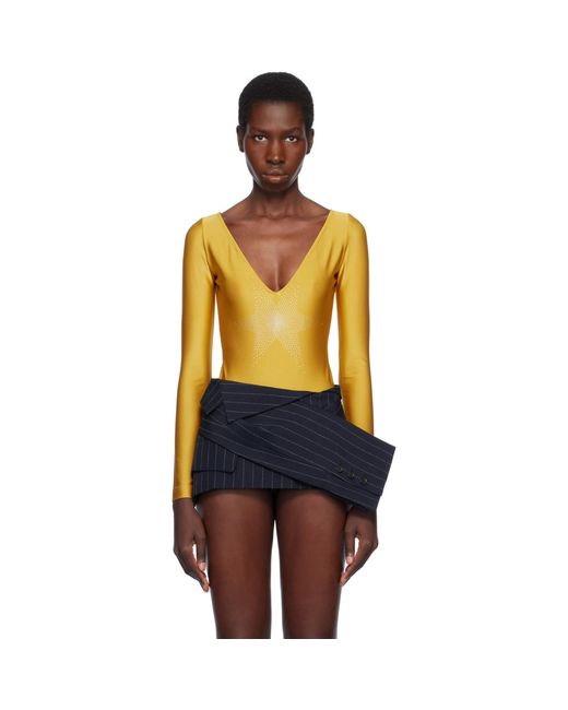 Pushbutton Orange Star Point Bodysuit
