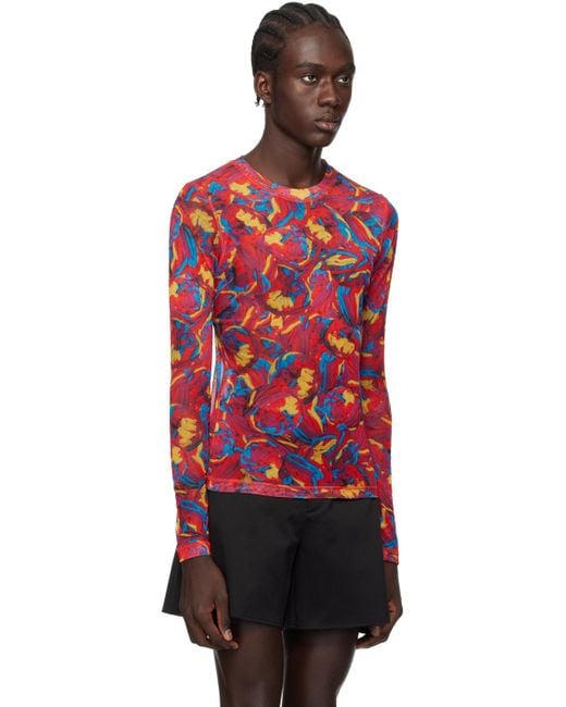 J.W. Anderson Red Printed Long Sleeve T-shirt for men