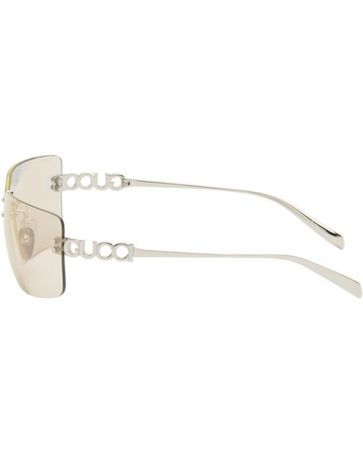 Gucci レディース ブラック シルバー Frameless スクエアサングラス 