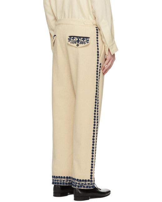 Bode Natural Off- Caracalla Vine Trousers for men
