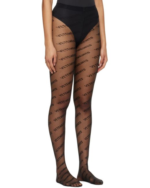 Vetements Black Wolford Edition Monogram Logo Tights
