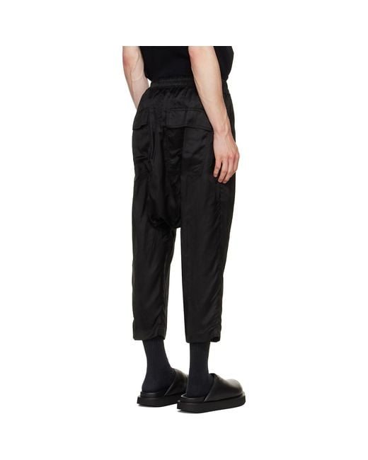 Rick Owens Black Tower Drawstring Cropped Trousers for men