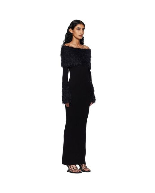 Jean Paul Gaultier Black Viscose Ribbed & Hairy Maxi Dress