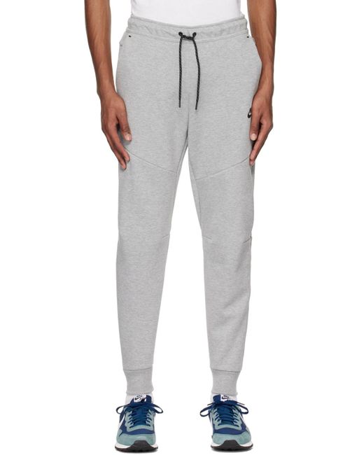 Nike White Gray Sportswear Tech Fleece Lounge Pants for men