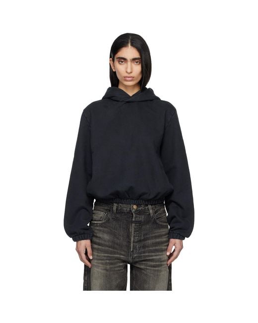 Fear Of God Black Sunfaded Classic Half Raglan Fleece Hoodie