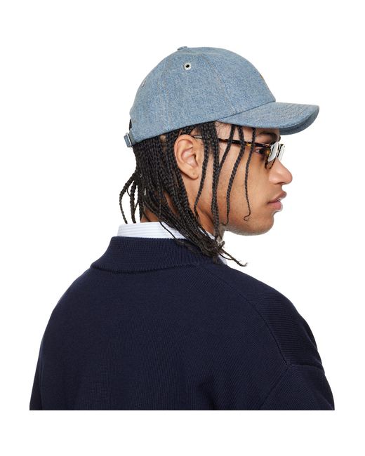 AMI Blue Denim Ami De Coeur Embroidery Cap for men