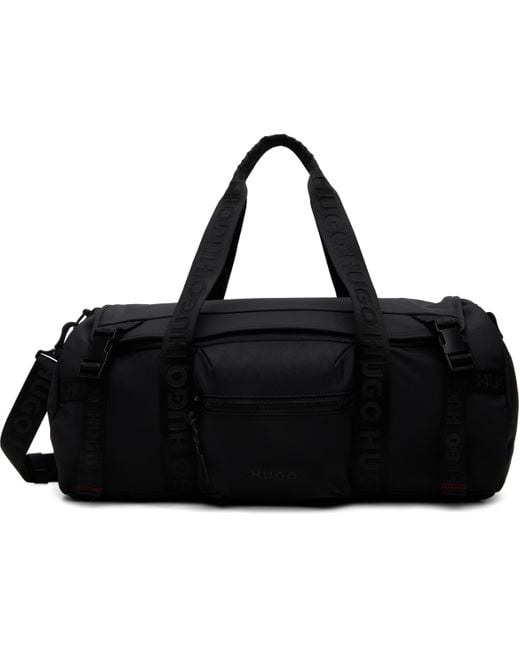 HUGO Black Logo Straps Holdall Duffle Bag for men