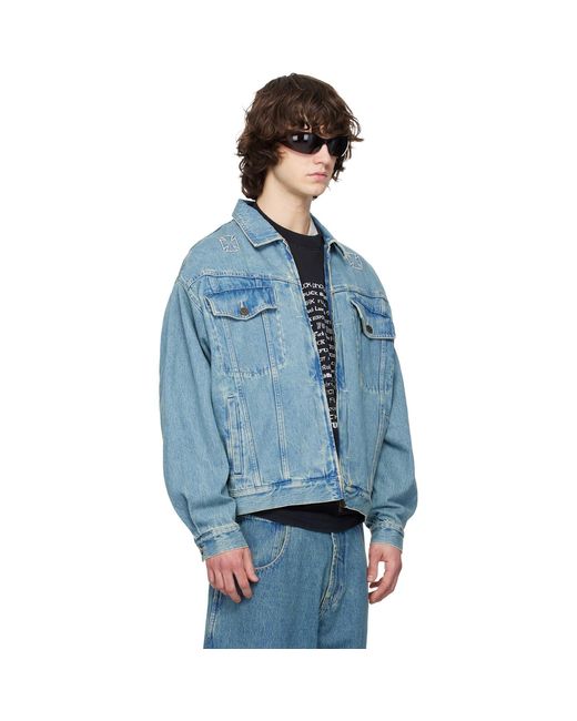 Vetements Blue Biker Crosses Denim Jacket for men